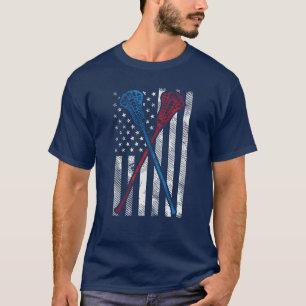 Lacrosse Team Personalised USA Flag and Bats Name T-Shirt