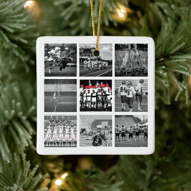Lacrosse Team Photo Sports School Name Year  Ceramic Ornament (Tree)