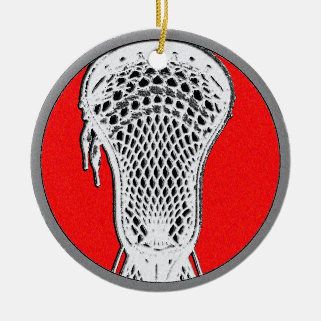 Lacrosse Team Player Award Ceramic Tree Decoration (Front)