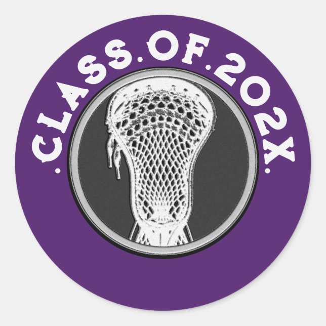 Lacrosse Team Purple Classic Round Sticker (Front)