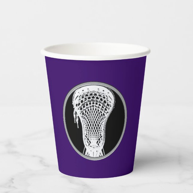 Lacrosse Team Purple Paper Cups (Front)