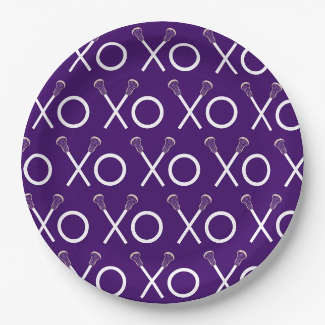 Lacrosse Team Purple Paper Plate (Front)