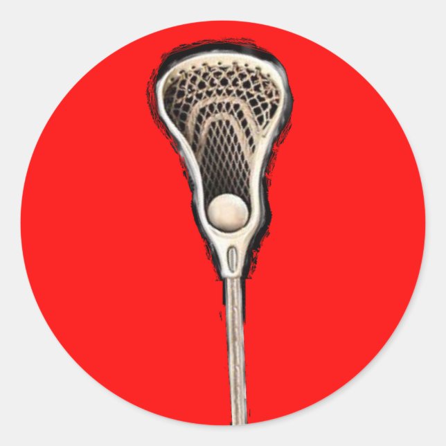 Lacrosse Team Red Classic Round Sticker (Front)