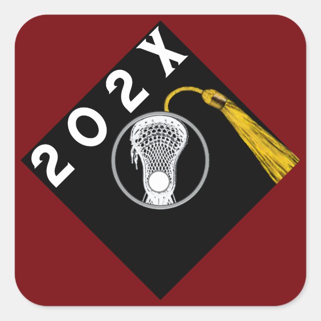 Lacrosse Team Senior Night Maroon Square Sticker (Front)
