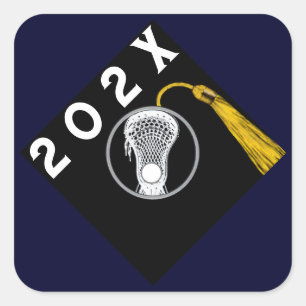 Lacrosse Team Senior Night Nav Blue Square Sticker