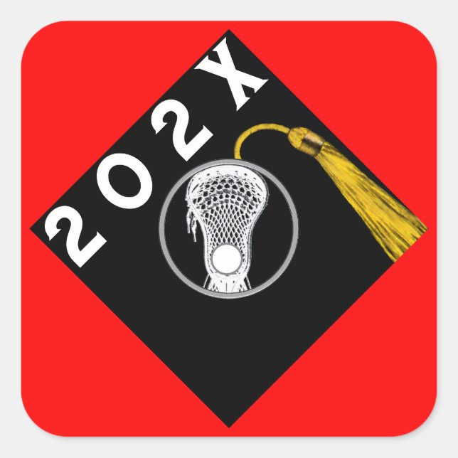 Lacrosse Team Senior Night Red Square Sticker (Front)