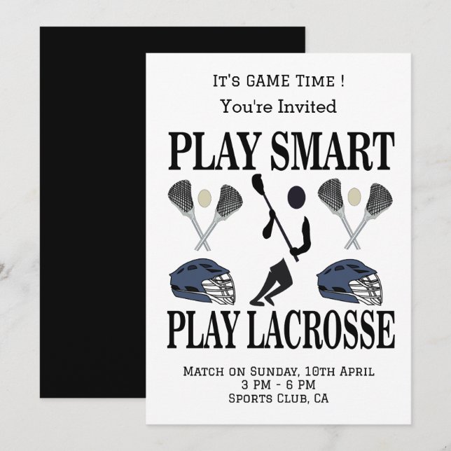Lacrosse Team Sports Invitation (Front/Back)