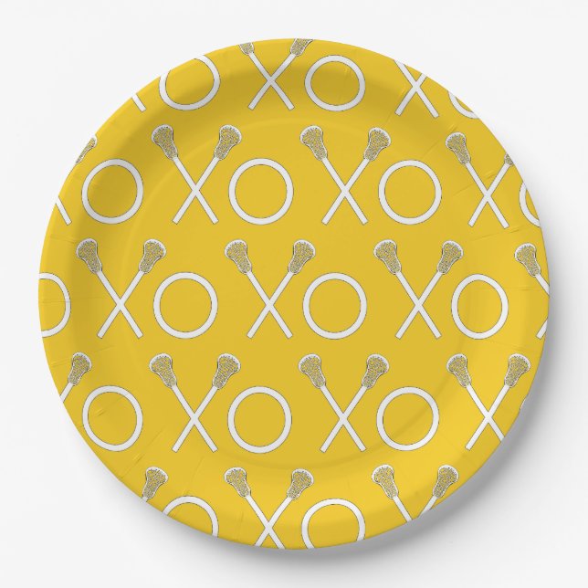Lacrosse Team Yellow Paper Plate (Front)