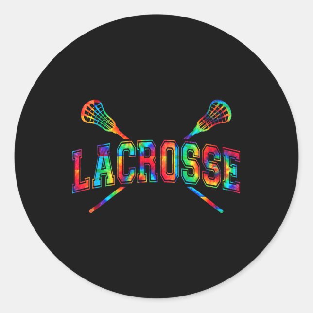 Lacrosse Tie-dye Crossed Sticks Cool Lax Gear Boys Classic Round Sticker (Front)