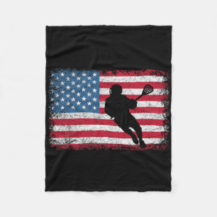 Lacrosse Usa American Flag Lax Shirt Men Women Boy Fleece Blanket