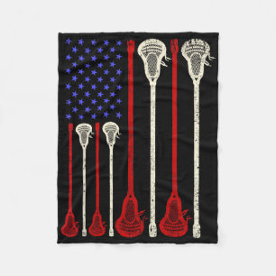 Lacrosse Usa American Flag Lax Sticks Fleece Blanket