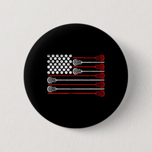Lacrosse Usa Flag Lax  6 Cm Round Badge