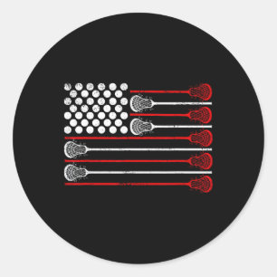 Lacrosse Usa Flag Lax Classic Round Sticker