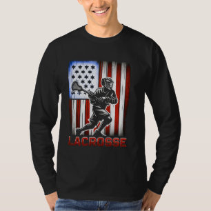 Lacrosse USA Flag Lax Men Women Boys Girls Vintage T-Shirt