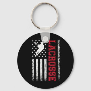 Lacrosse Usa Flag Lax Shirt Men Women Boys Girls Key Ring