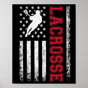 Lacrosse Usa Flag Lax Shirt Men Women Boys Girls Poster