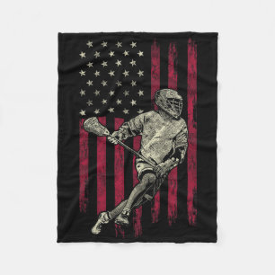 Lacrosse Vintage American Flag 4th Of July Tee Gif Fleece Blanket