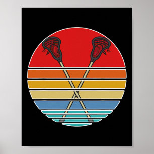 Lacrosse Vintage Retro Lacrosse Stick Sunset Poster