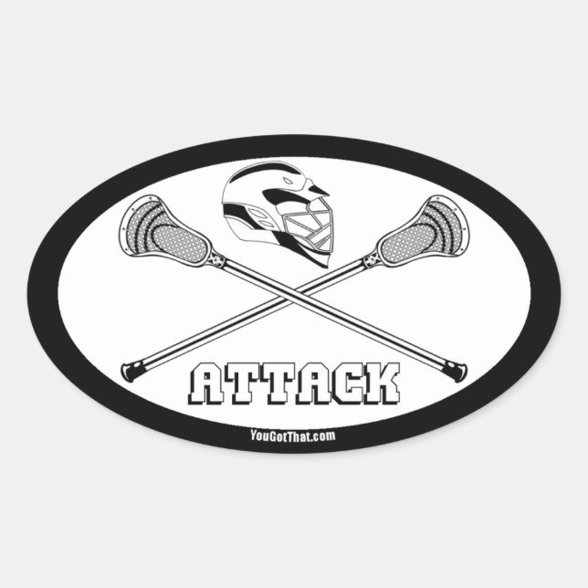 lacrosse white sticks attack oval sticker (Front)