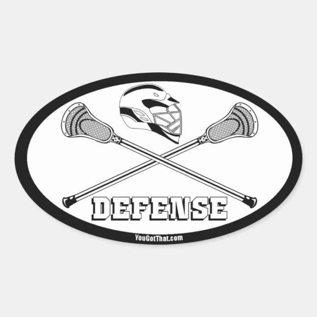 lacrosse white sticks defence oval sticker (Front)