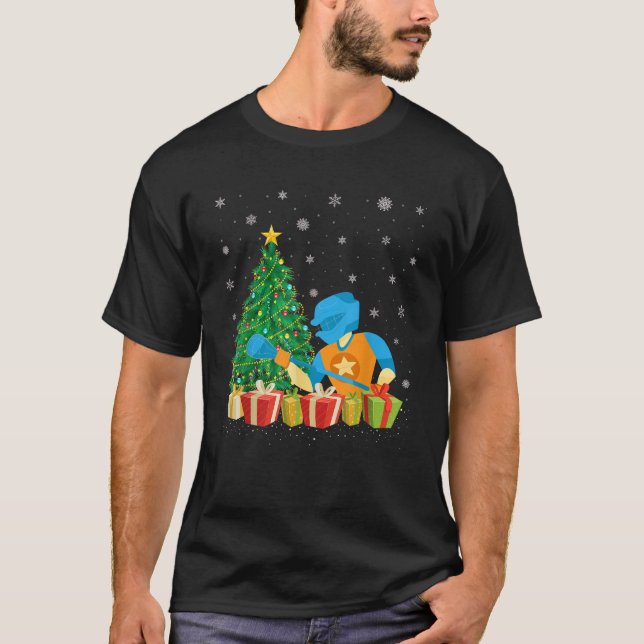 Lacrosse Xmas Tree Lighting Santa Hat Lacrosse Chr T-Shirt (Front)