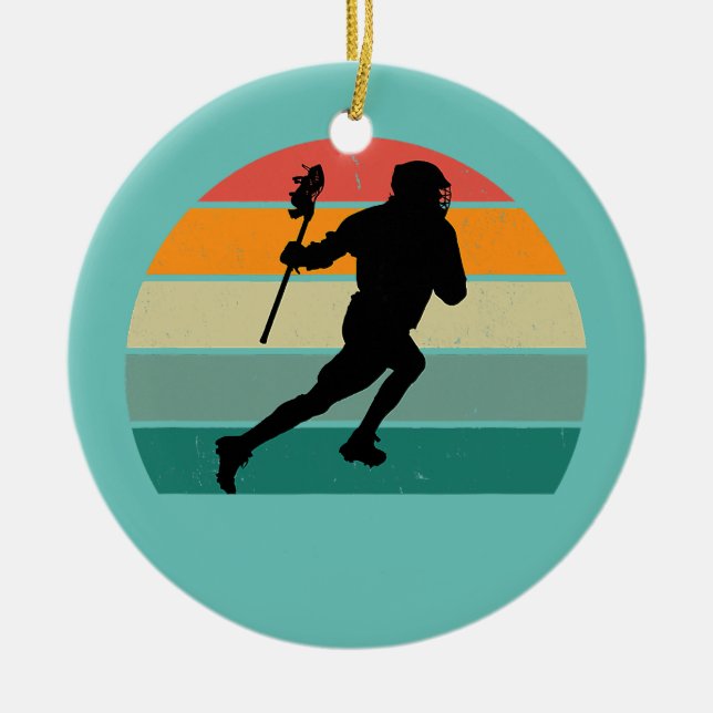 Lacrosser Lacrosse Stick Protective Goal Ball Ceramic Tree Decoration (Front)