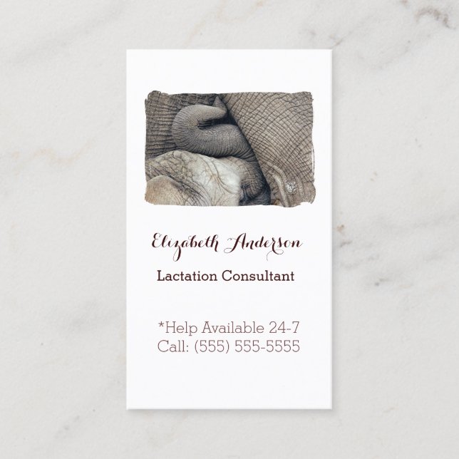 Lactation Consultant Breastfeeding Baby Elephant Business Card (Front)