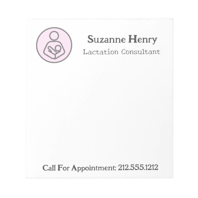 Lactation Consultant Breastfeeding Baby Notepad (Front)