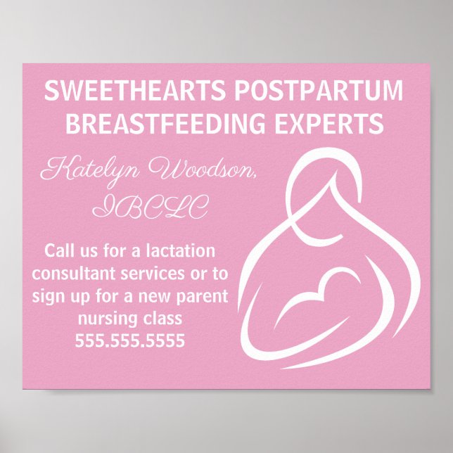 Lactation Consultant Breastfeeding Classes Pink Poster (Front)
