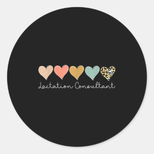 Lactation Consultant Leopard Heart, Valentine's Da Classic Round Sticker