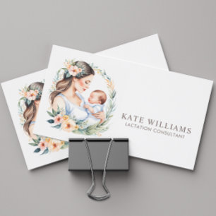 Lactation Consultant Monogram Watercolor Business Card