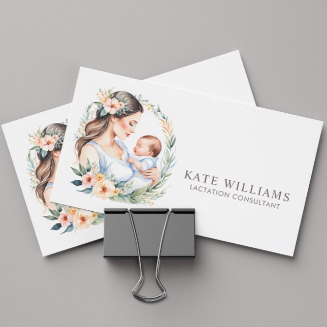 Lactation Consultant Monogram Watercolor Business Card (Creator Uploaded)