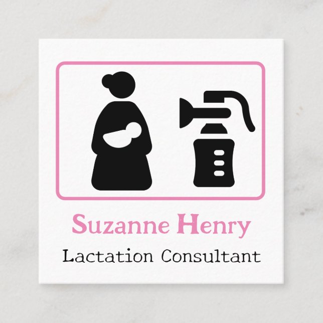 Lactation Consultant Nursing Baby Breast Pump Square Business Card (Front)