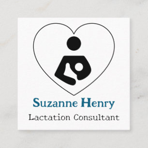 Lactation Consultant Nursing Baby Heart Blue Square Business Card