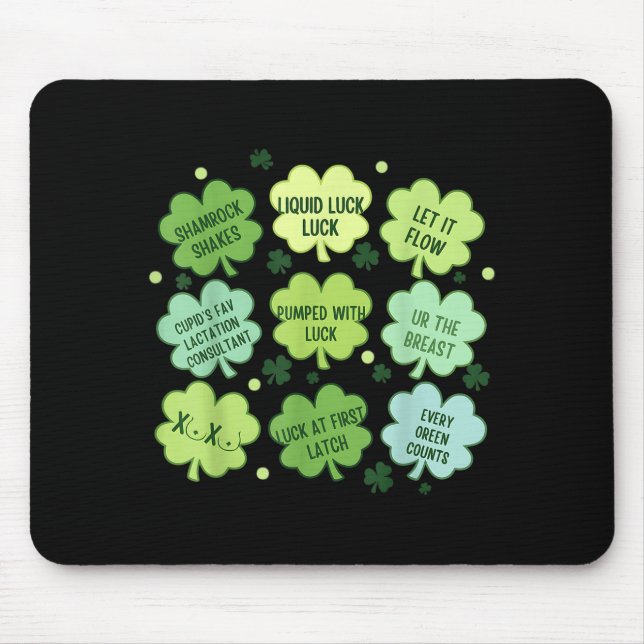 Lactation st patrick day breastfeeding consultant mouse mat (Front)