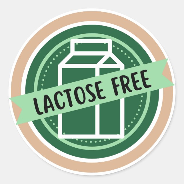 Lactose Free, No Dairy, Lactose Intolerant Classic Round Sticker (Front)