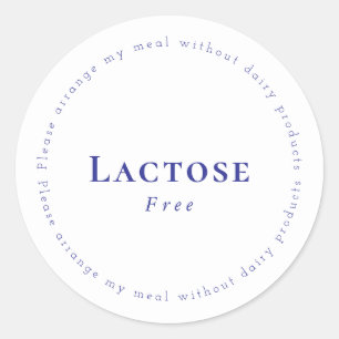 Lactose-Free Request Sticker, White - Navy Classic Round Sticker