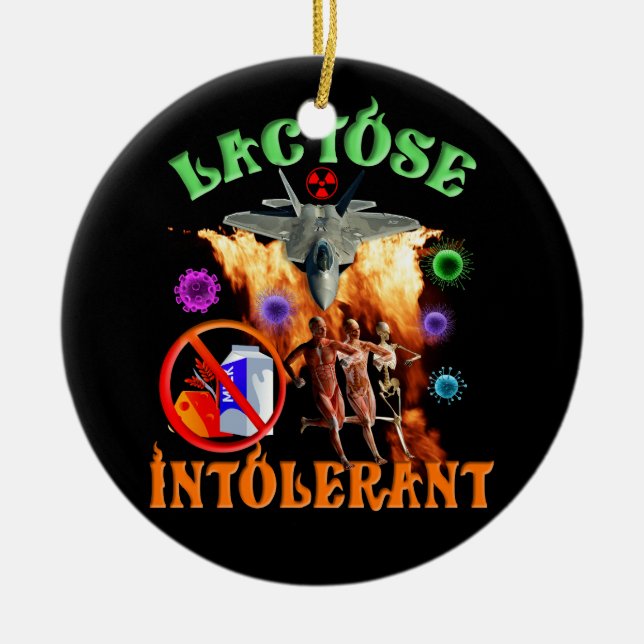 Lactose Intolerant Ironic Sarcastic Halloween Crin Ceramic Tree Decoration (Front)