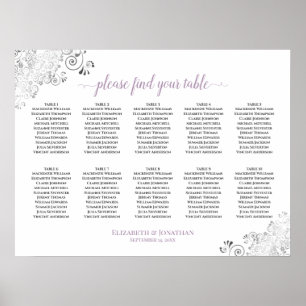 Lacy 10 Table Wedding Seating Chart White Lavender