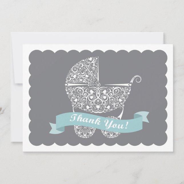 Lacy Baby Carriage Thank You Note (Front)