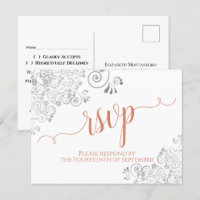 Lacy Calligraphy Terracotta on White Wedding RSVP