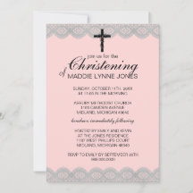 Lacy Christening, Baptism or Dedication Invitation