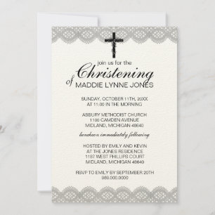 Lacy Christening, Baptism or Dedication Invitation