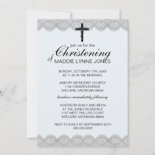 Lacy Christening, Baptism or Dedication Invitation