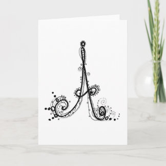 Lacy, elegant hand-illustrated initial -Letter A Note Card