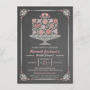 Lacy Flower Cake Bridal Shower Invitation II