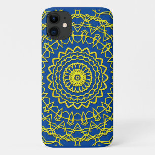 Lacy Gold Colour Circular Design on Dark Blue iPhone 11 Case
