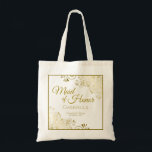 Lacy Gold Frills Elegant Maid of Honour Wedding Tote Bag<br><div class="desc">This tote bag is the perfect gift to thank her for being the Maid of Honour at your wedding. The design is simple yet elegant with lacy gold curls and swirls. The title reads: Maid of Honour, with room for her name, the names of the wedding couple, and wedding date....</div>