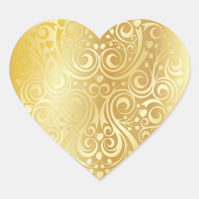Lacy Gold Heart Sticker (Front)