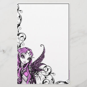 "Lacy" Gothic Pink Valentine Fairy Art Stationery